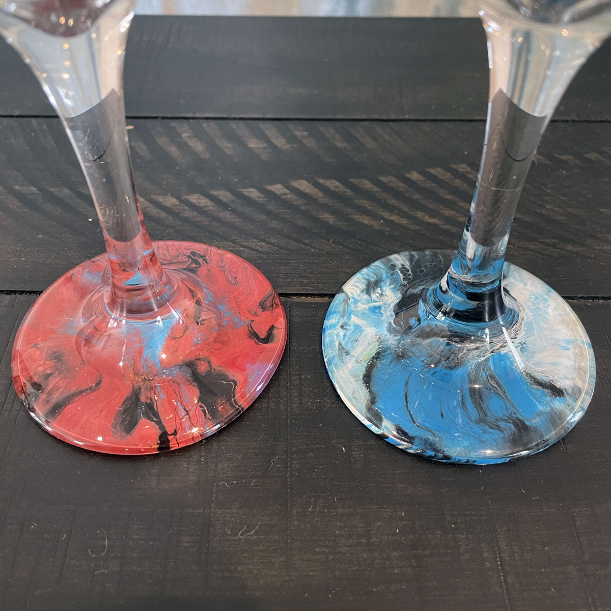Hand-painted Wine Glasses - Fire & Ice - Ashley Lisl Art