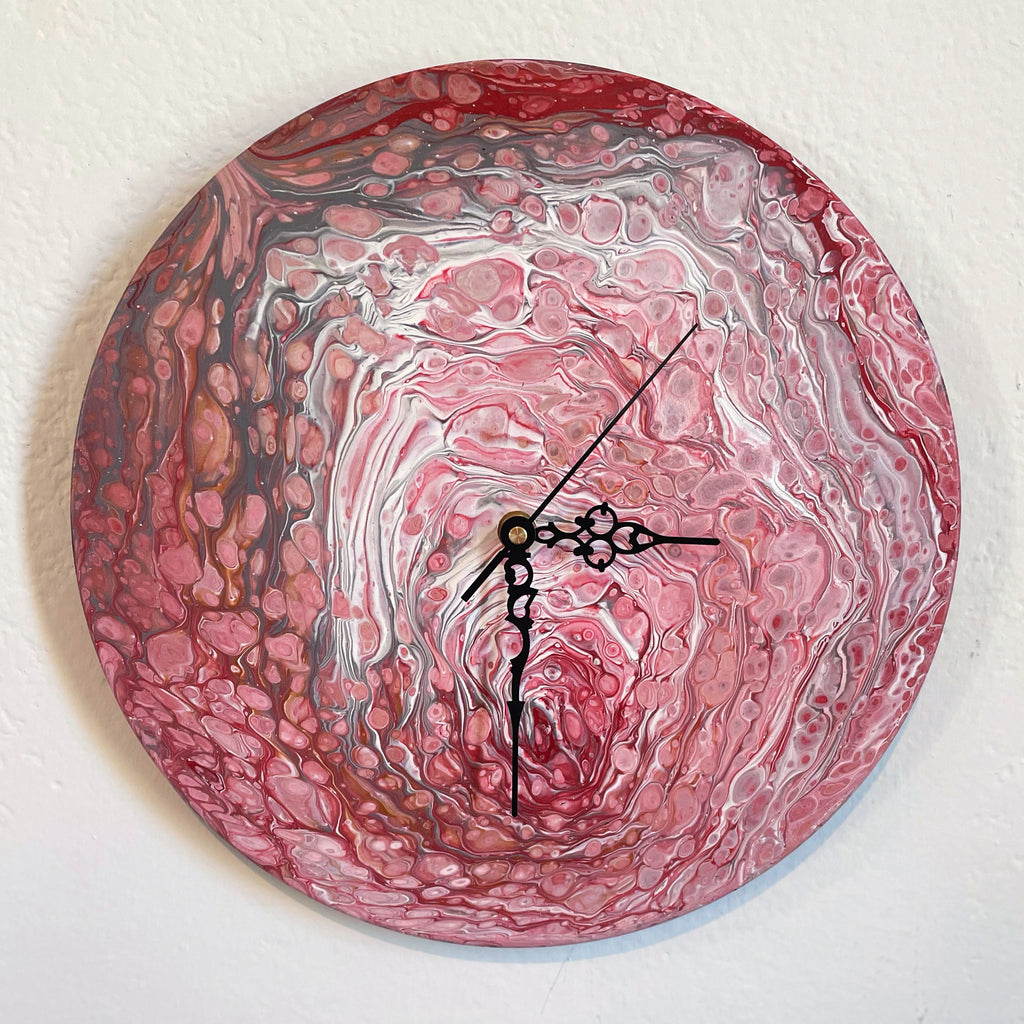 Just Breathe - Upcycled Vinyl Record Pour Painting Clock