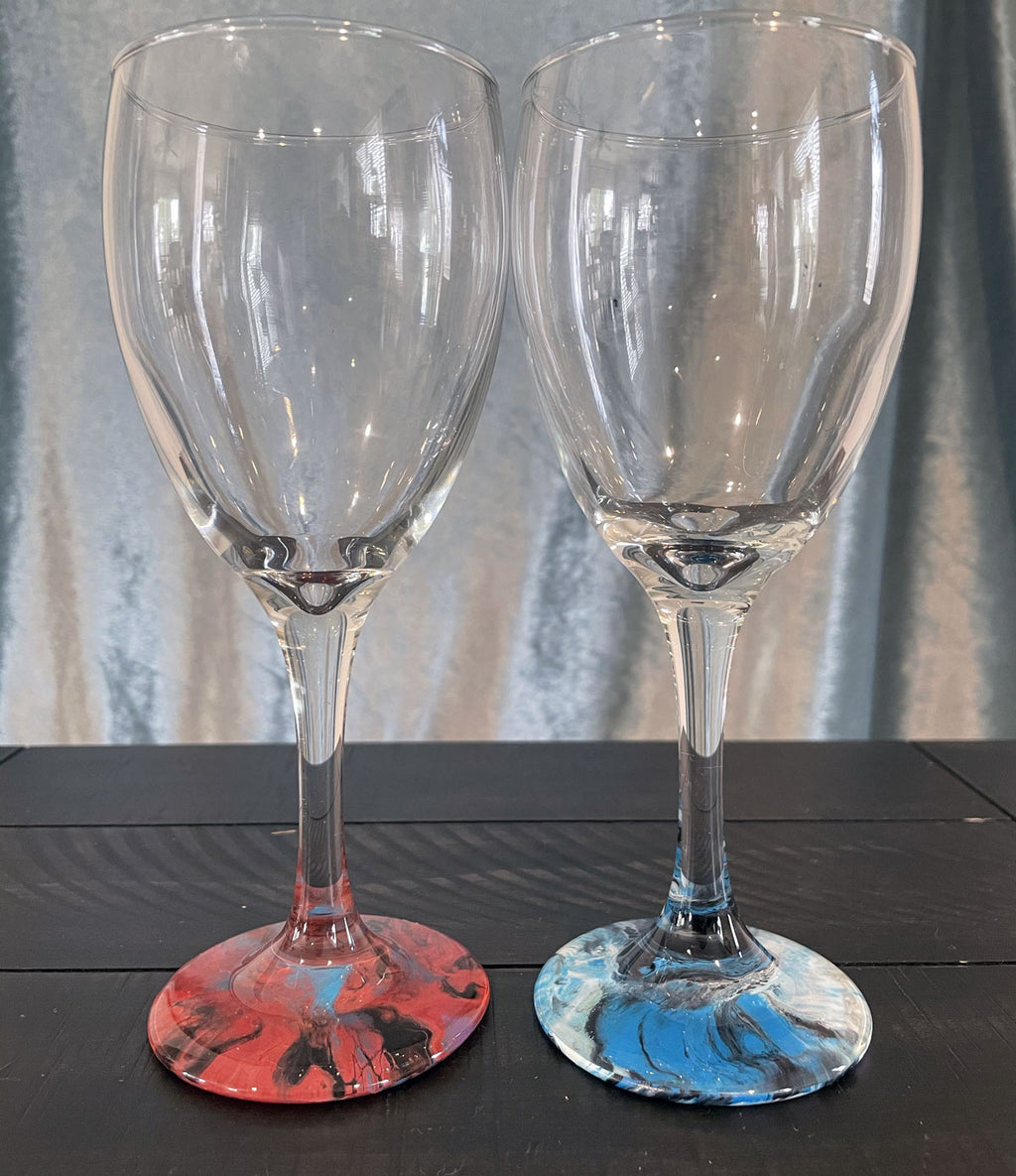 Hand-painted Wine Glasses - Fire & Ice - Ashley Lisl Art