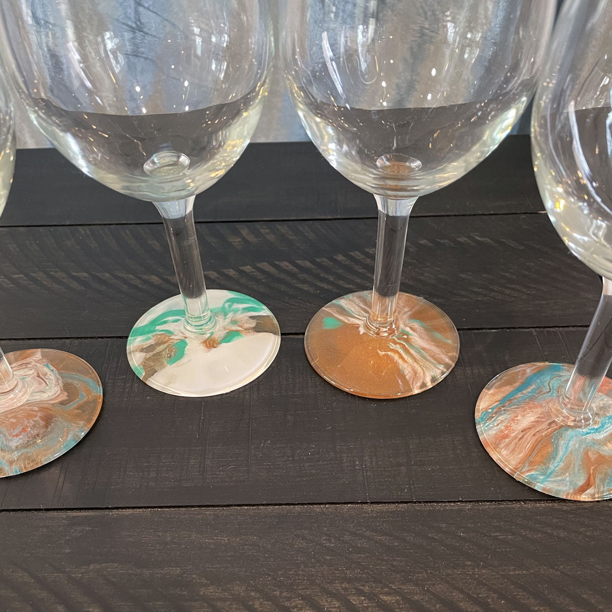 Hand-painted Wine Glasses - Seafoam - Ashley Lisl Art