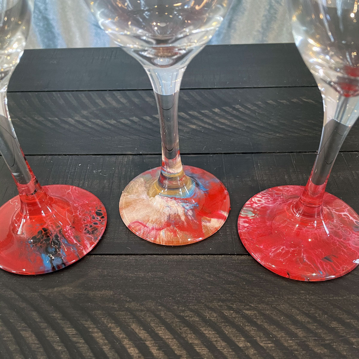 Hand-painted Wine Glasses - Red Sisters - Ashley Lisl Art