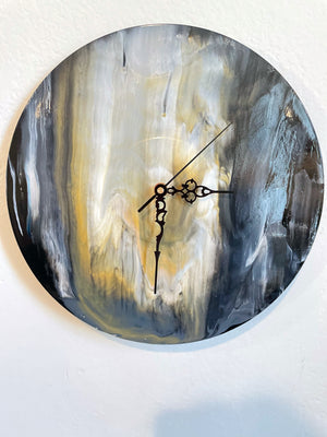Planet - Upcycled Vinyl Record Pour Painting Clock