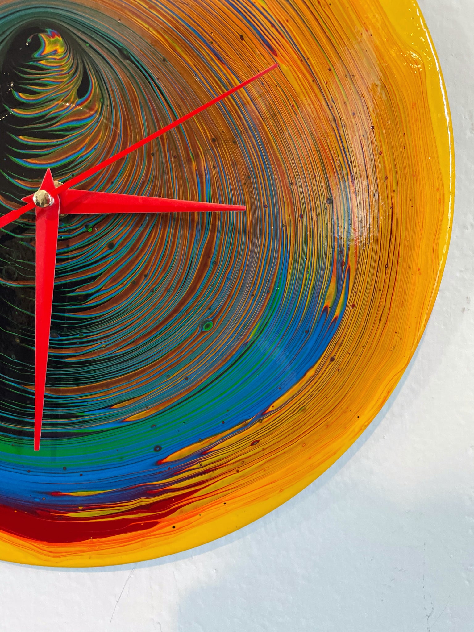 Rainbow Funnel - Upcycled Vinyl Record Pour Painting Clock