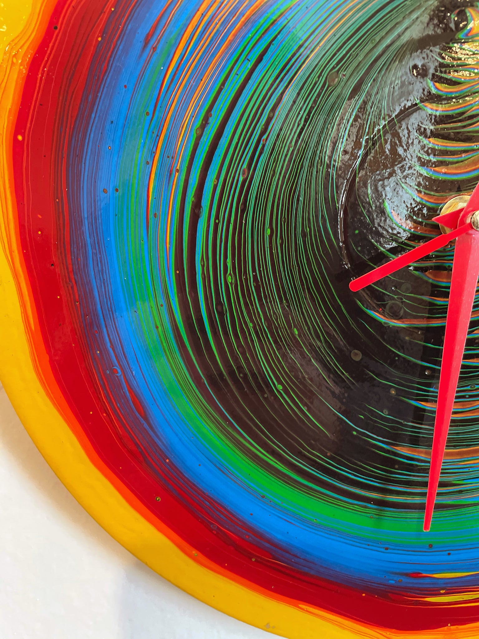 Rainbow Funnel - Upcycled Vinyl Record Pour Painting Clock
