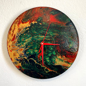 Snakeskin - Upcycled Vinyl Record Pour Painting Clock