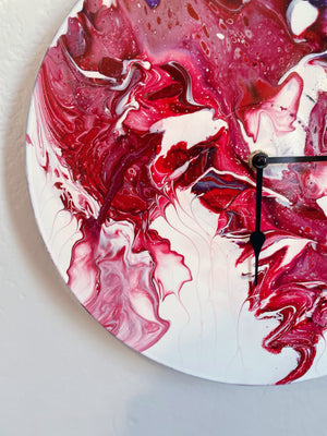 Betta Fin - Upcycled Vinyl Record Pour Painting Clock - Ashley Lisl Art