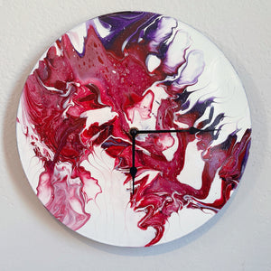Betta Fin - Upcycled Vinyl Record Pour Painting Clock - Ashley Lisl Art
