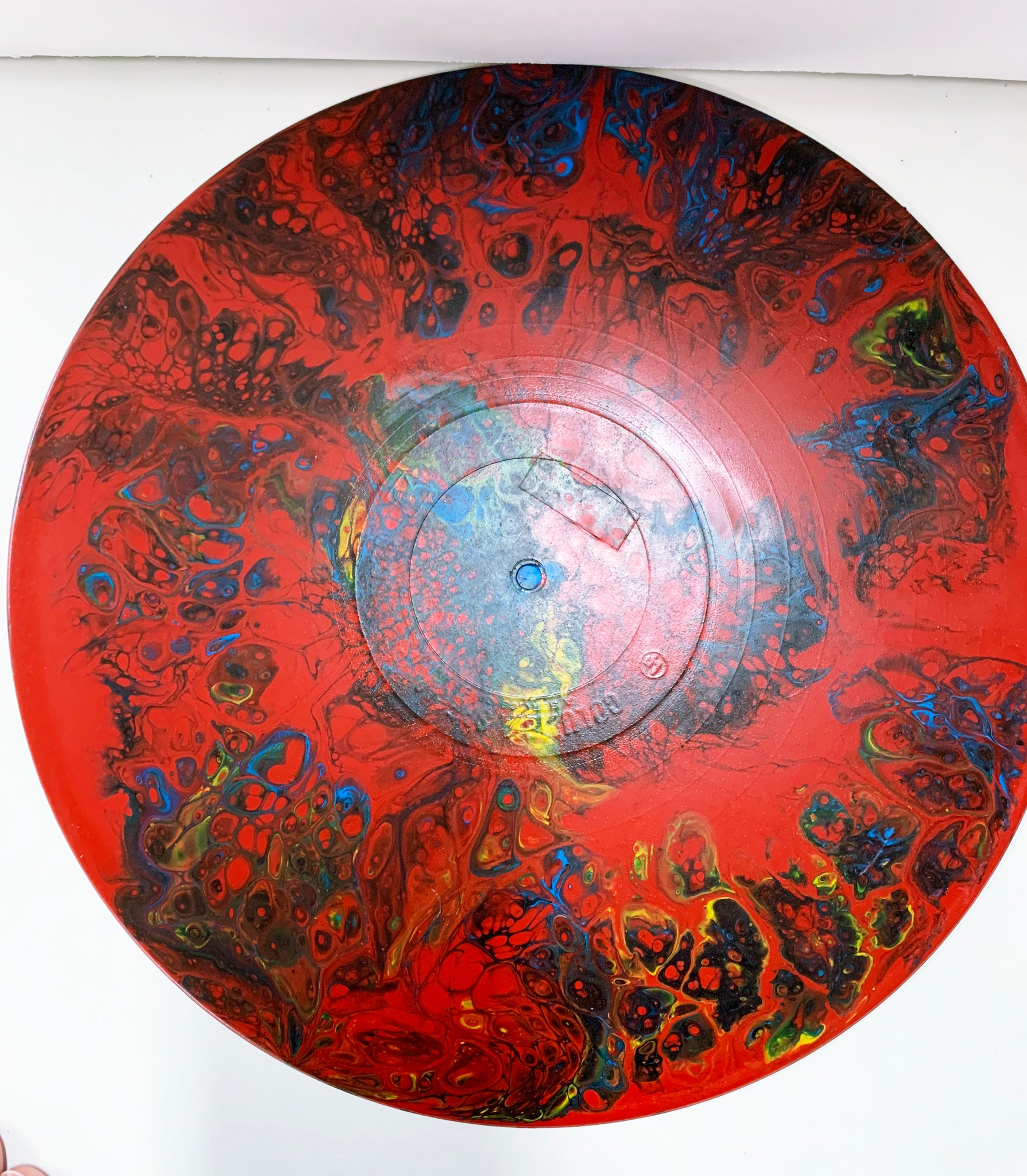 Clowns - Upcycled Vinyl Record Pour Painting Clock - Ashley Lisl Art