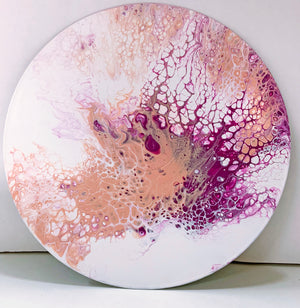 Cotton Candy - Upcycled Vinyl Record Pour Painting Clock - Ashley Lisl Art
