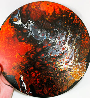 Inferno - Upcycled Vinyl Record Pour Painting Clock - Ashley Lisl Art