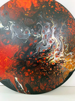 Inferno - Upcycled Vinyl Record Pour Painting Clock - Ashley Lisl Art