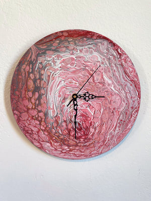 Just Breathe - Upcycled Vinyl Record Pour Painting Clock