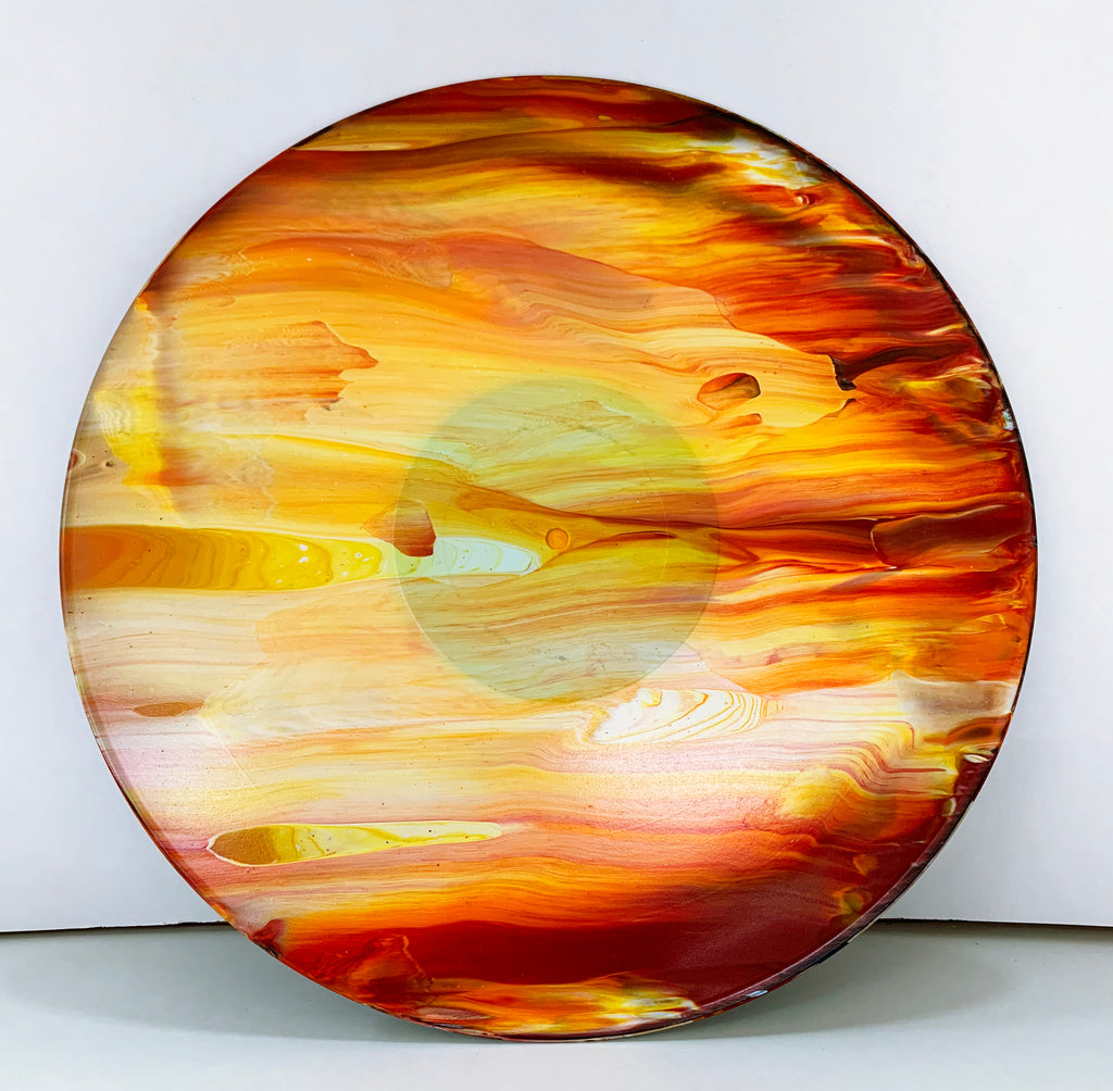 Mars - Upcycled Vinyl Record Pour Painting Clock - Ashley Lisl Art