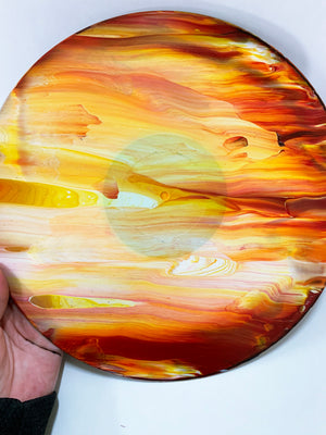 Mars - Upcycled Vinyl Record Pour Painting Clock - Ashley Lisl Art