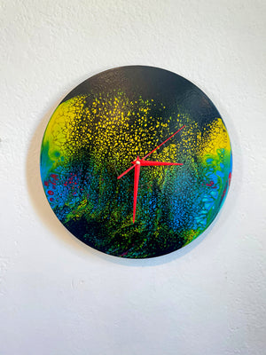 The Joker - Upcycled Vinyl Record Pour Painting Clock - Ashley Lisl Art